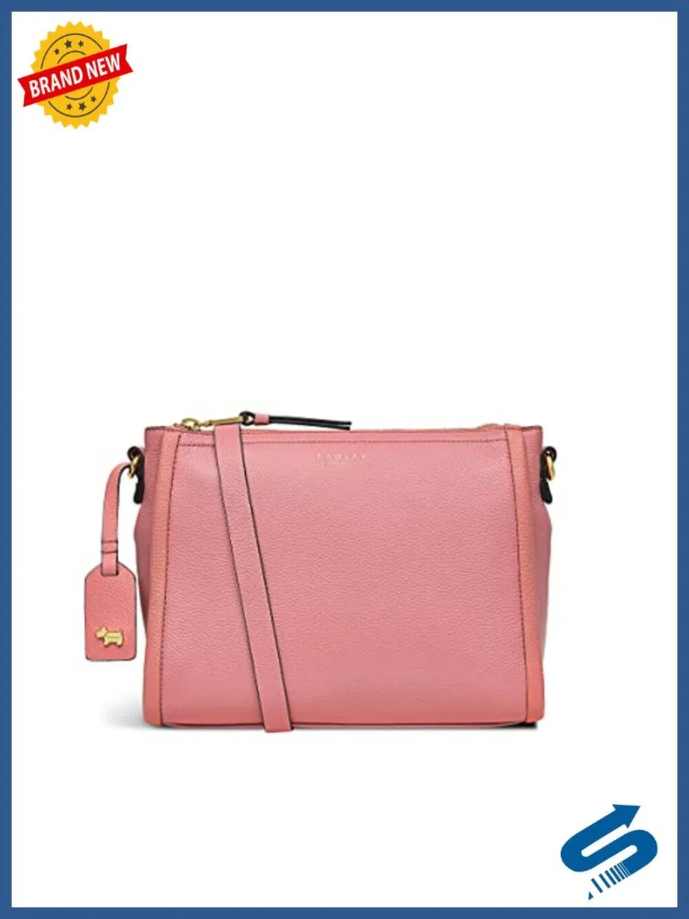 Genuine Leather Small Crossbody Bag with Zip Pockets and Magnetic Closure